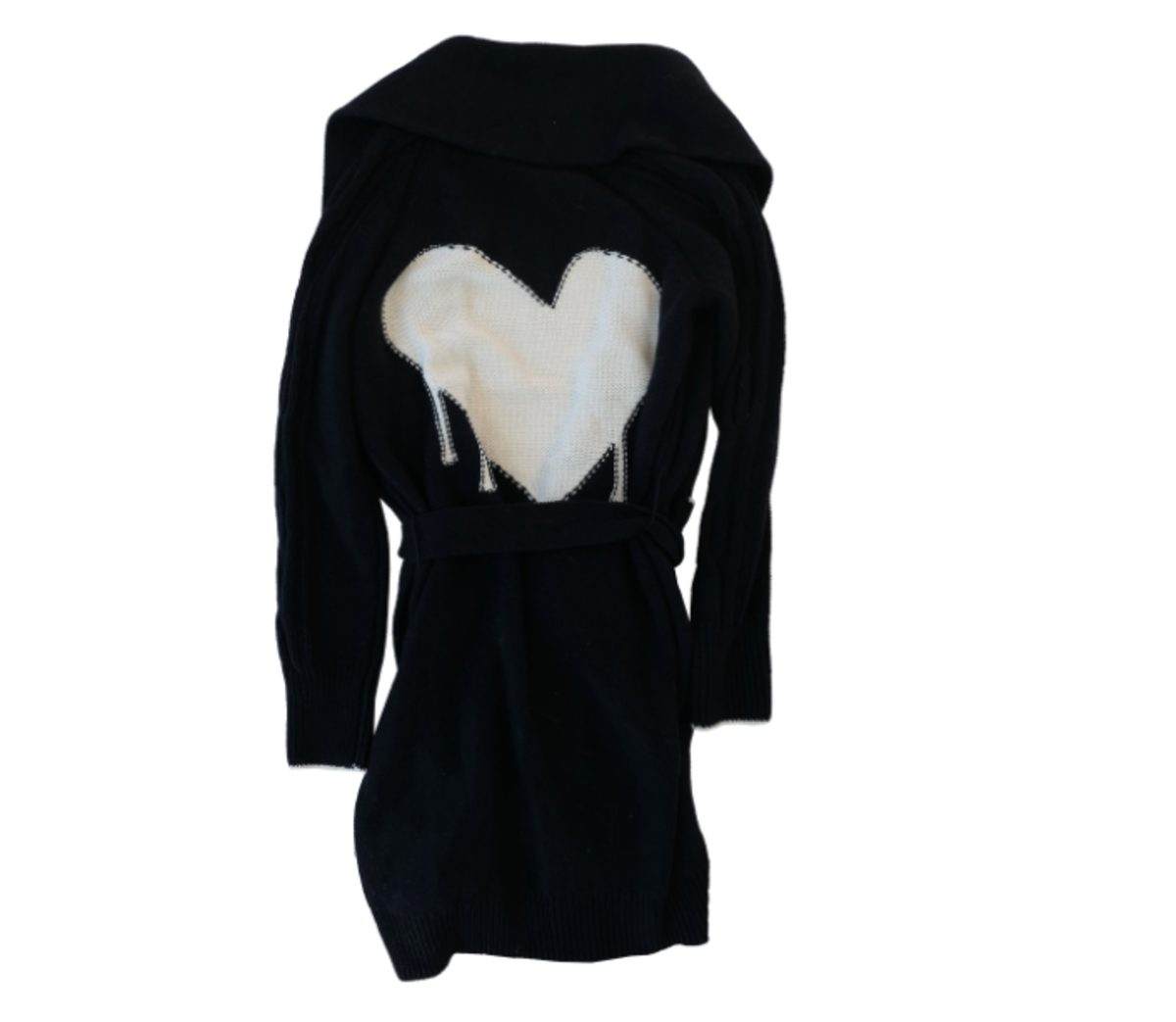 Kerri Rosenthal Drippy Heart Super Long Cardigan - Black | Garmentory