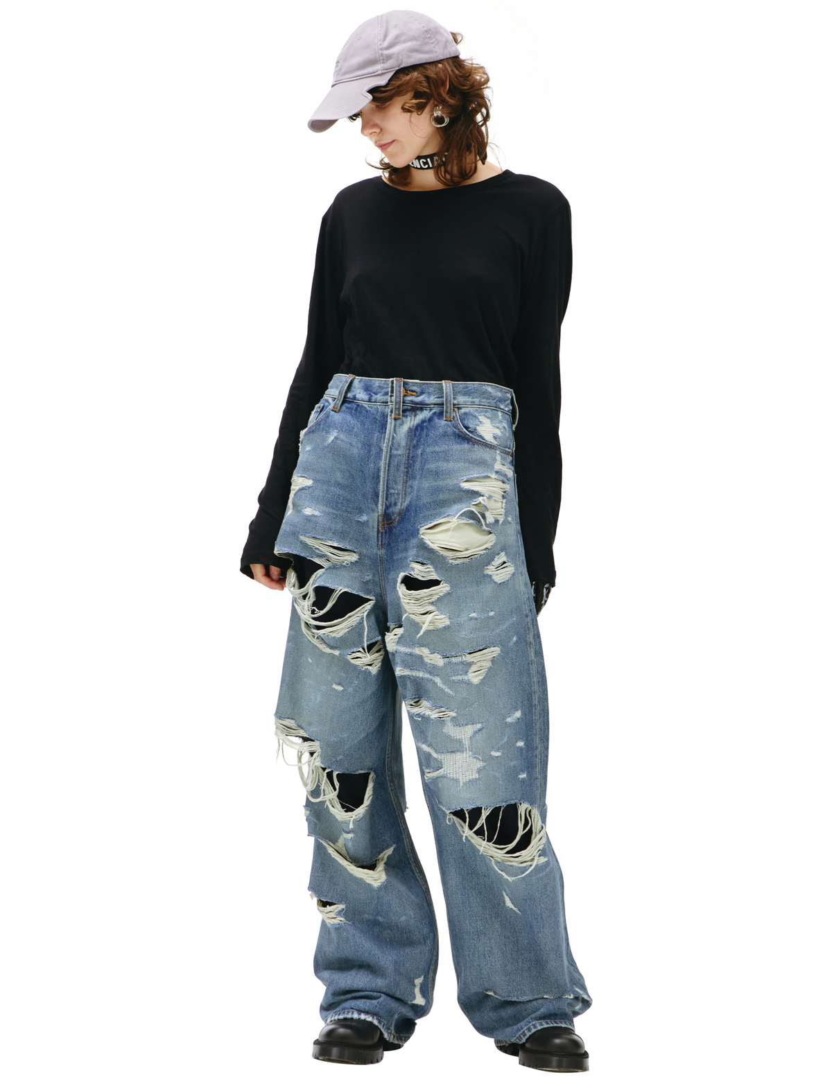 Balenciaga Wide jeans with all-over rips | Garmentory