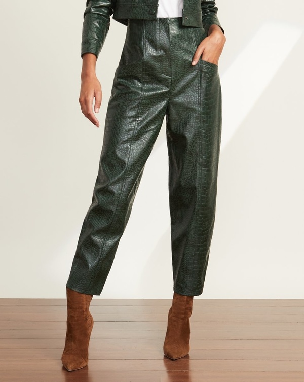 Veronica Beard Kita Vegan Leather Pant - Evergreen | Garmentory