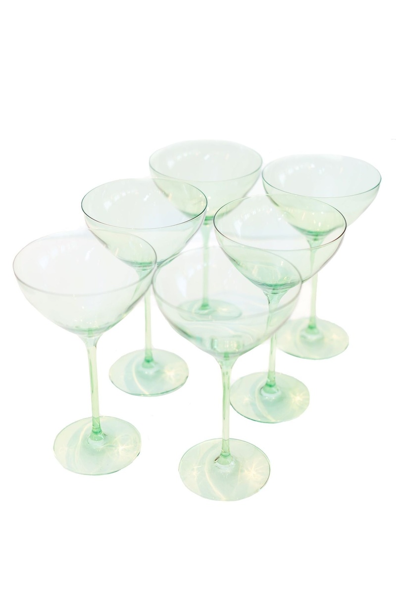 Estelle Colored Glass Set of 6 Mint Martini Glass - Green