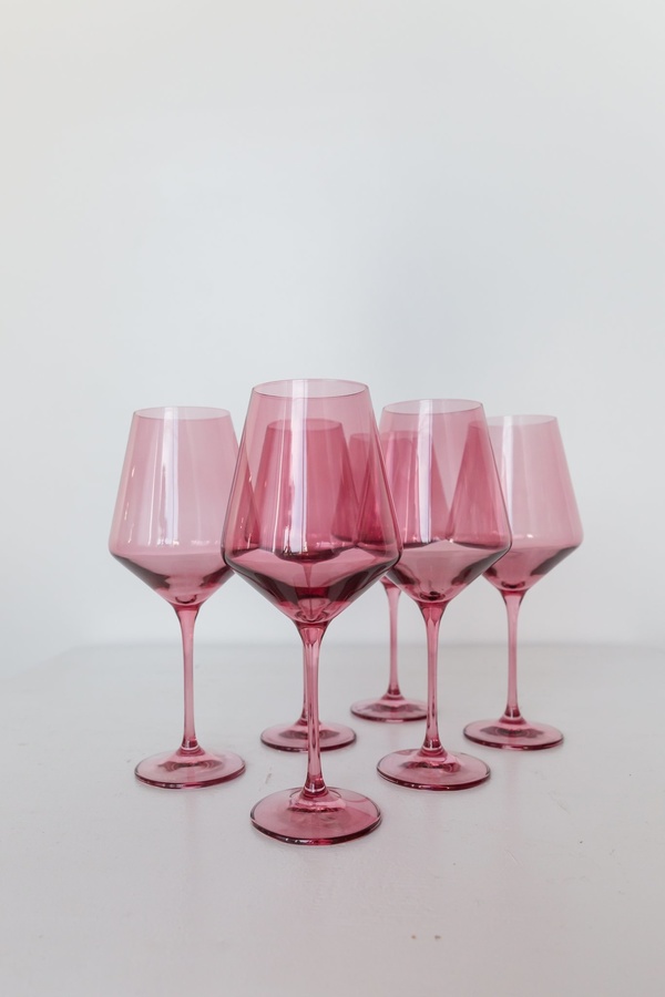 Estelle Colored Glass Set of 6 Wine Stemware - Rose Estelle Colored Glass Set of 6 Wine Stemware - Rose