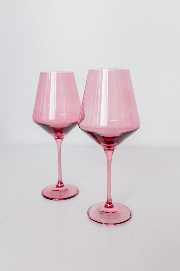 Estelle Colored Glass Set of 6 Wine Stemware - Rose Estelle Colored Glass Set of 6 Wine Stemware - Rose
