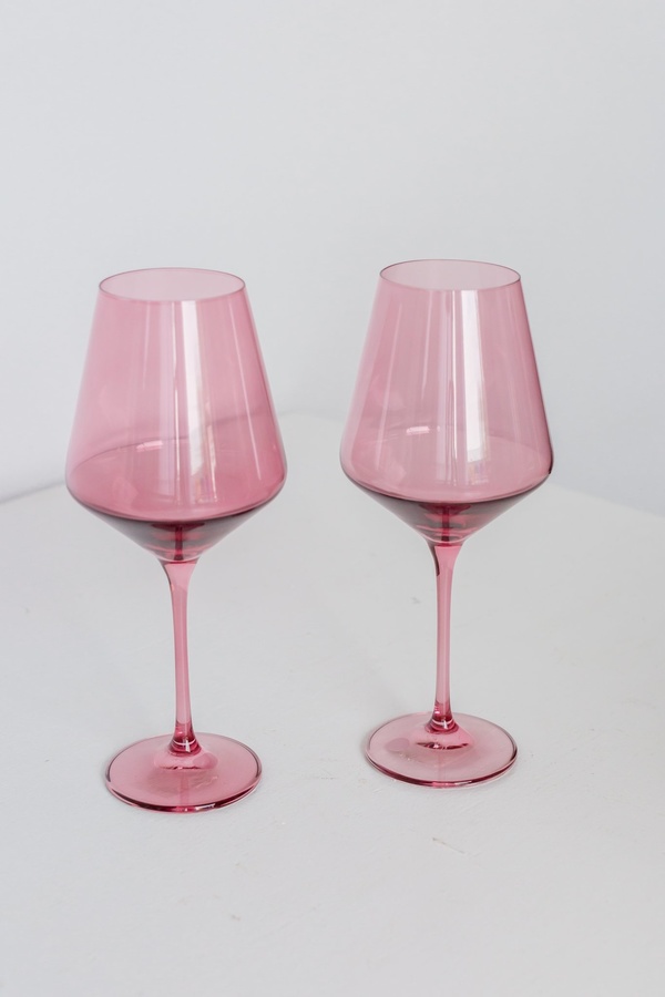 Estelle Colored Glass Set of 6 Wine Stemware - Rose Estelle Colored Glass Set of 6 Wine Stemware - Rose