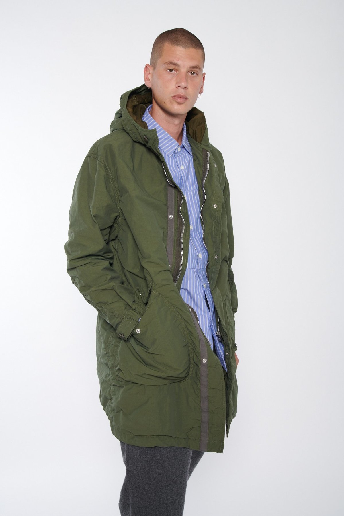 Sage de Cret Hooded Taffeta Coat - Khaki | Garmentory