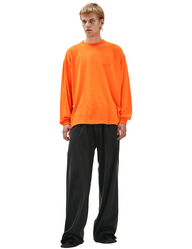 Balenciaga Longsleeve With Embroidered Logo T-Shirt - Orange