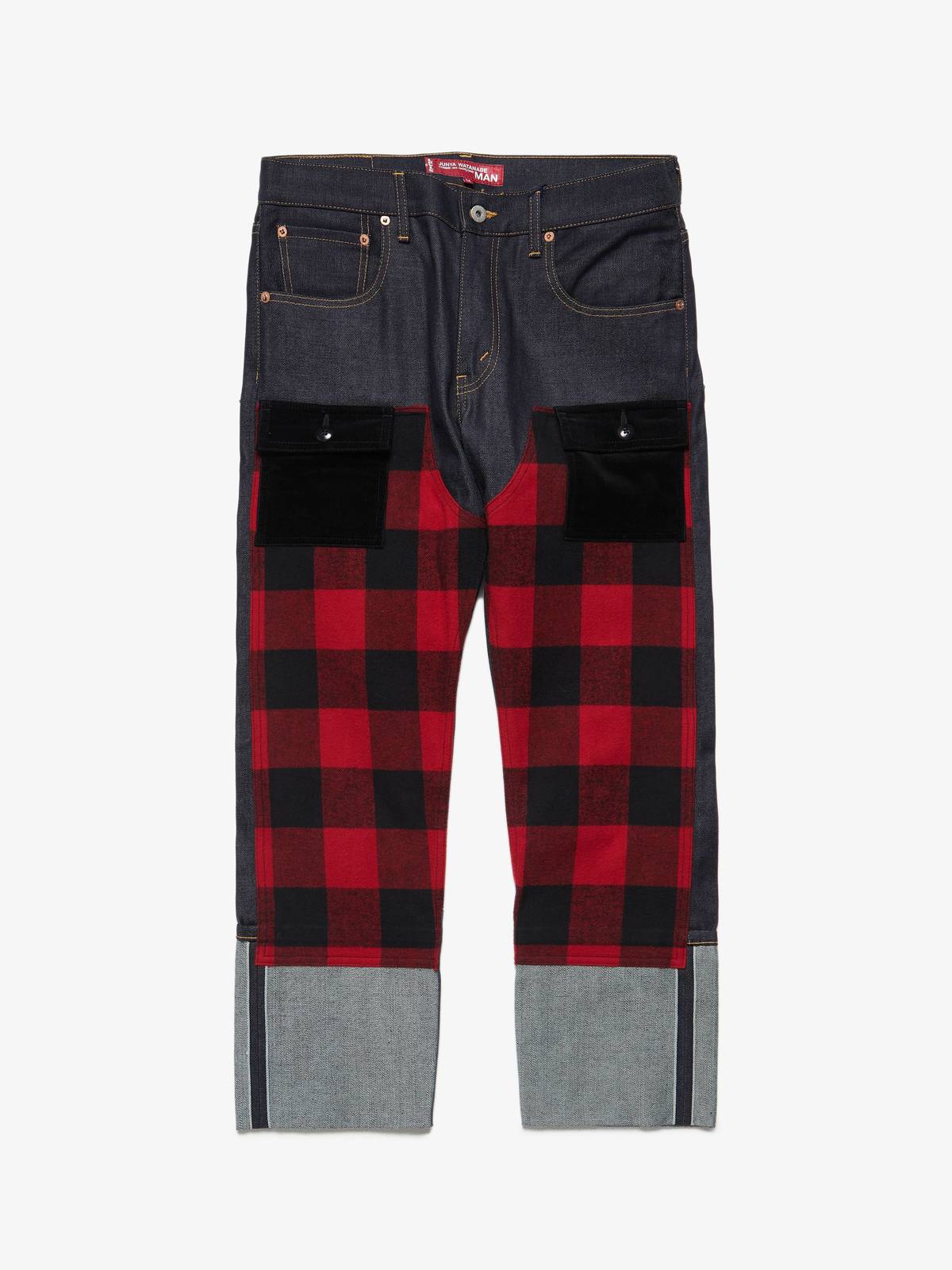 Comme Des Garcons Junya Watanabe X Levi's Navy And Checked Leather