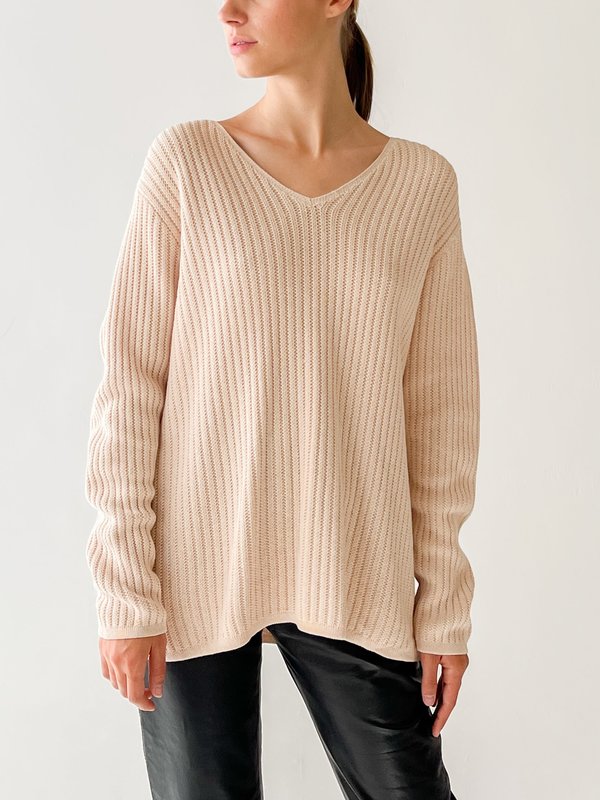 Vintage Ribbed Knit Sweater - ecru Vintage Ribbed Knit Sweater - ecru