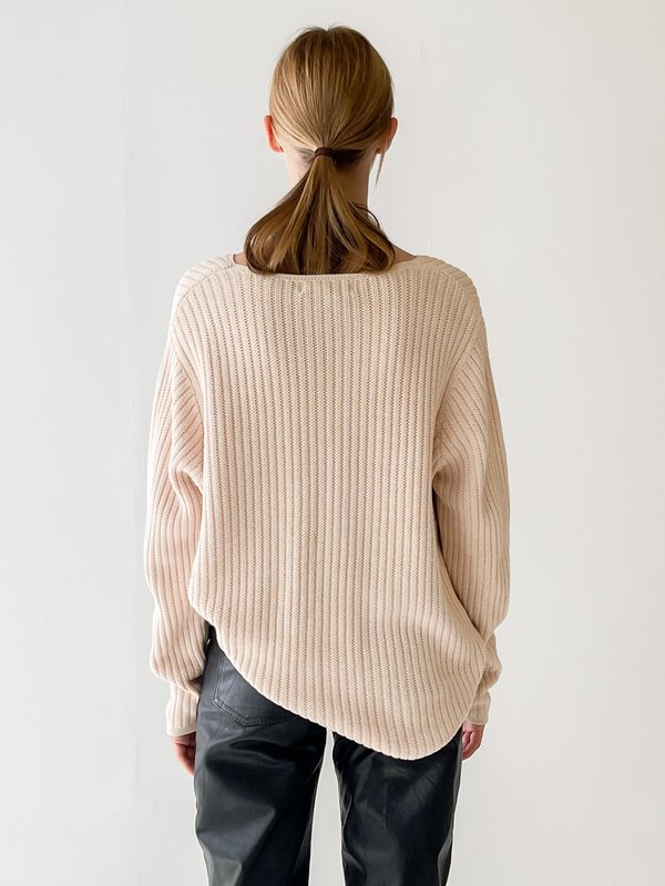 Vintage Ribbed Knit Sweater - ecru Vintage Ribbed Knit Sweater - ecru