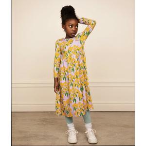 ワンピース minirodini25awFlowers aop ss dress Multi kids mini rodini alpine flowers aop long sleeve dress - purple