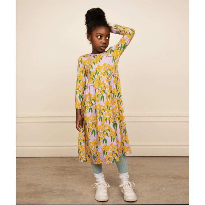 MINI RODINI 花柄タートルネック 92/98 kids mini rodini alpine flowers aop long sleeve dress - purple