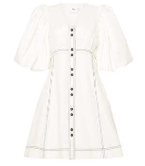 aje cherished midi dress Aje Cherished Puffed Sleeve Midi Dress