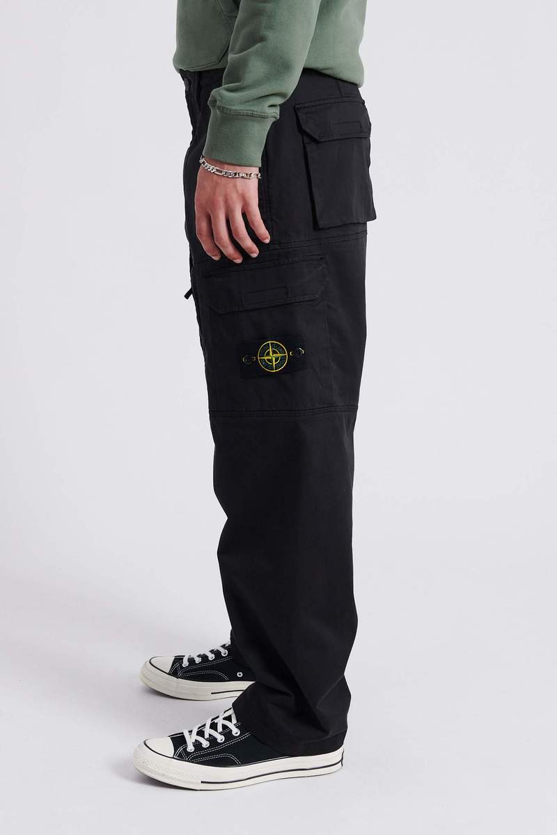 Stone Island Stretch Cotton Wool Satin Loose Fit Cargo Pants