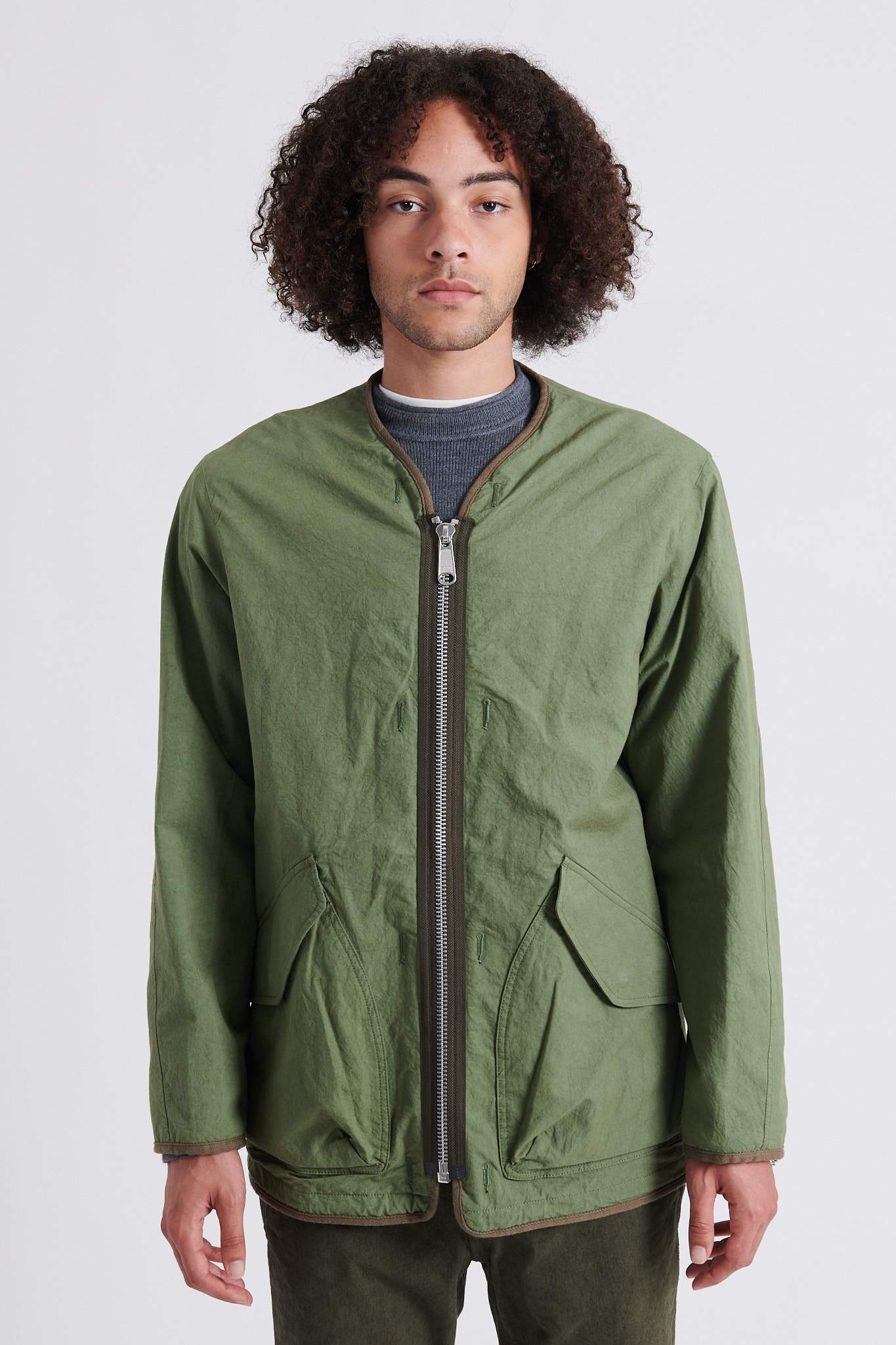 NEAU collarless jacket ジャケット sage セージ NEAU collarless