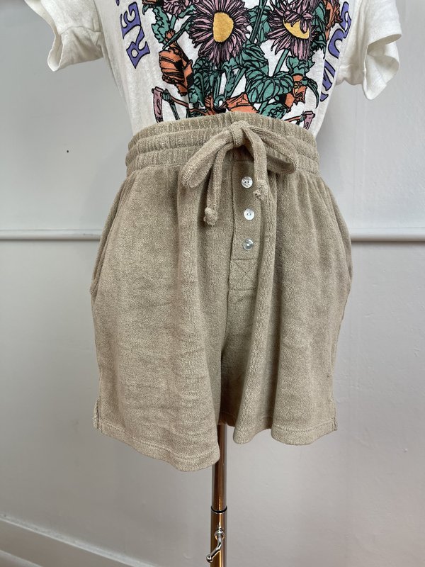 DONNI. Tan Terry Shorts (S) DONNI. Tan Terry Shorts (S)