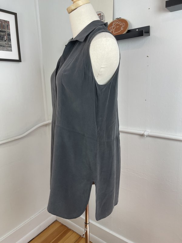 Vintage Ecru Silk Sleeveless Tank - Gray Vintage Ecru Silk Sleeveless Tank - Gray