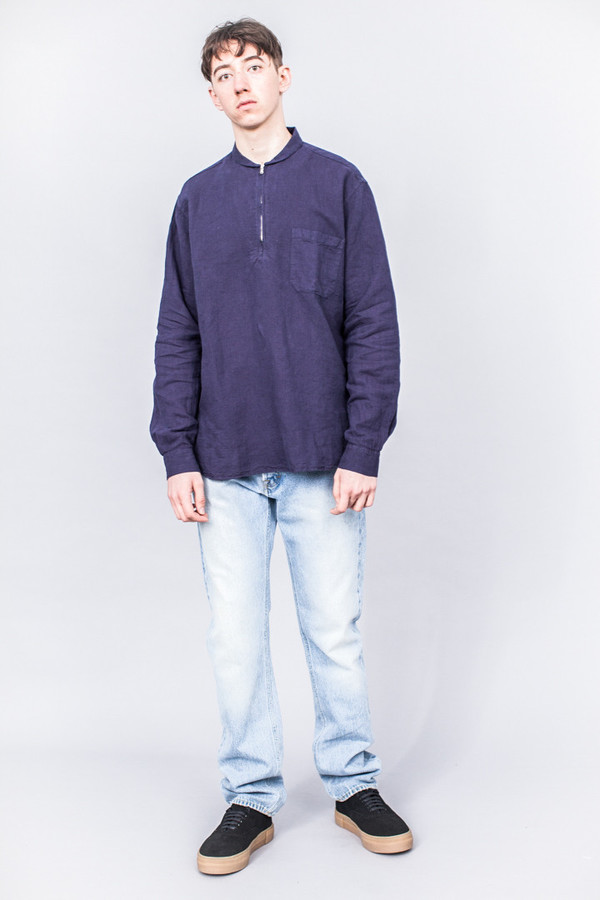 Our Legacy Shawl Zip Purple Blue Cotton/Linen | Garmentory