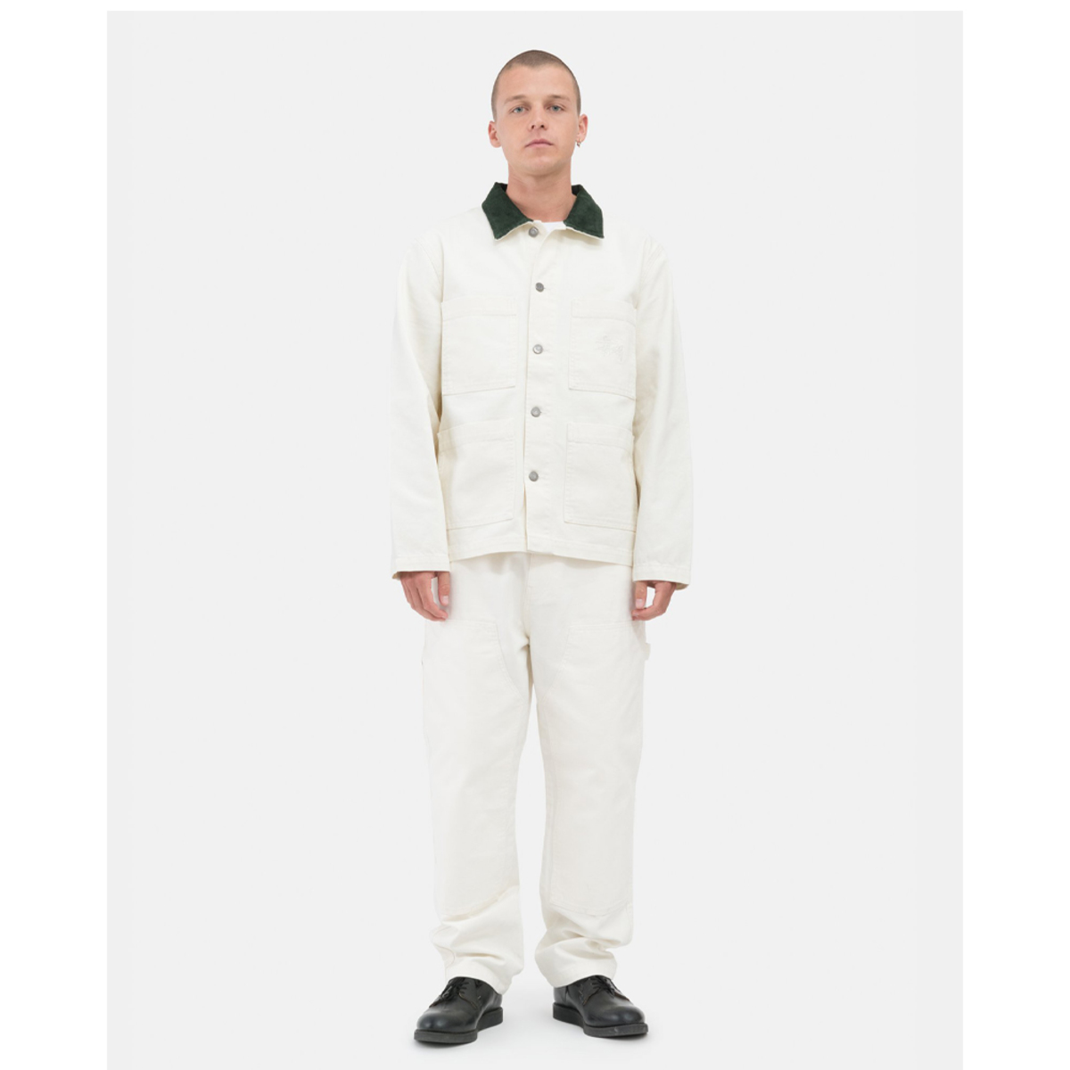 Stüssy Cord Collar Canvas Chore Jacket - Bone | Garmentory