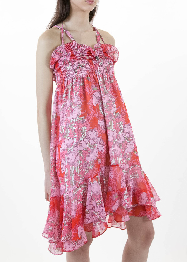 Carven Short Rouge Dress with Frill Carven Short Rouge Dress with Frill