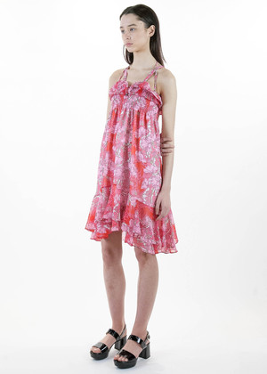 Carven Short Rouge Dress with Frill Carven Short Rouge Dress with Frill