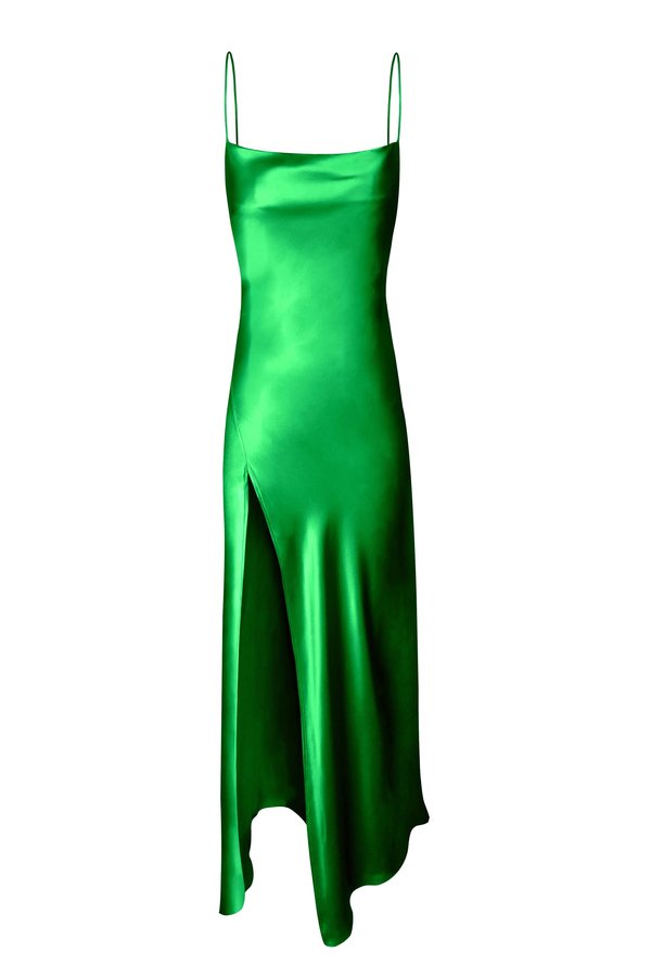 KES Full-Length Juno Front Slit Slip Dress - Green Rose (Pre-Order) KES Full-Length Juno Front Slit Slip Dress - Green Rose (Pre-Order)
