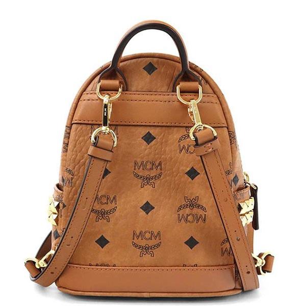 Stark Bebe Boo Side Studs Backpack In Visetos 'Cognac' Stark Bebe Boo Side Studs Backpack In Visetos 'Cognac'