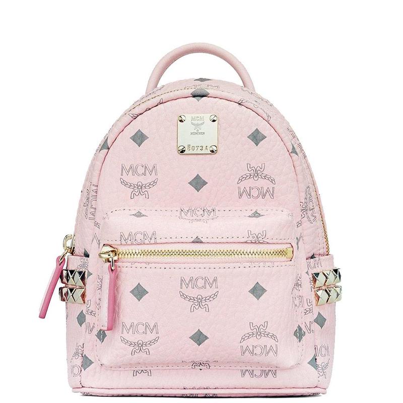 MCM Stark Bebe Boo Side Studs Backpack - Visetos/Powder Pink
