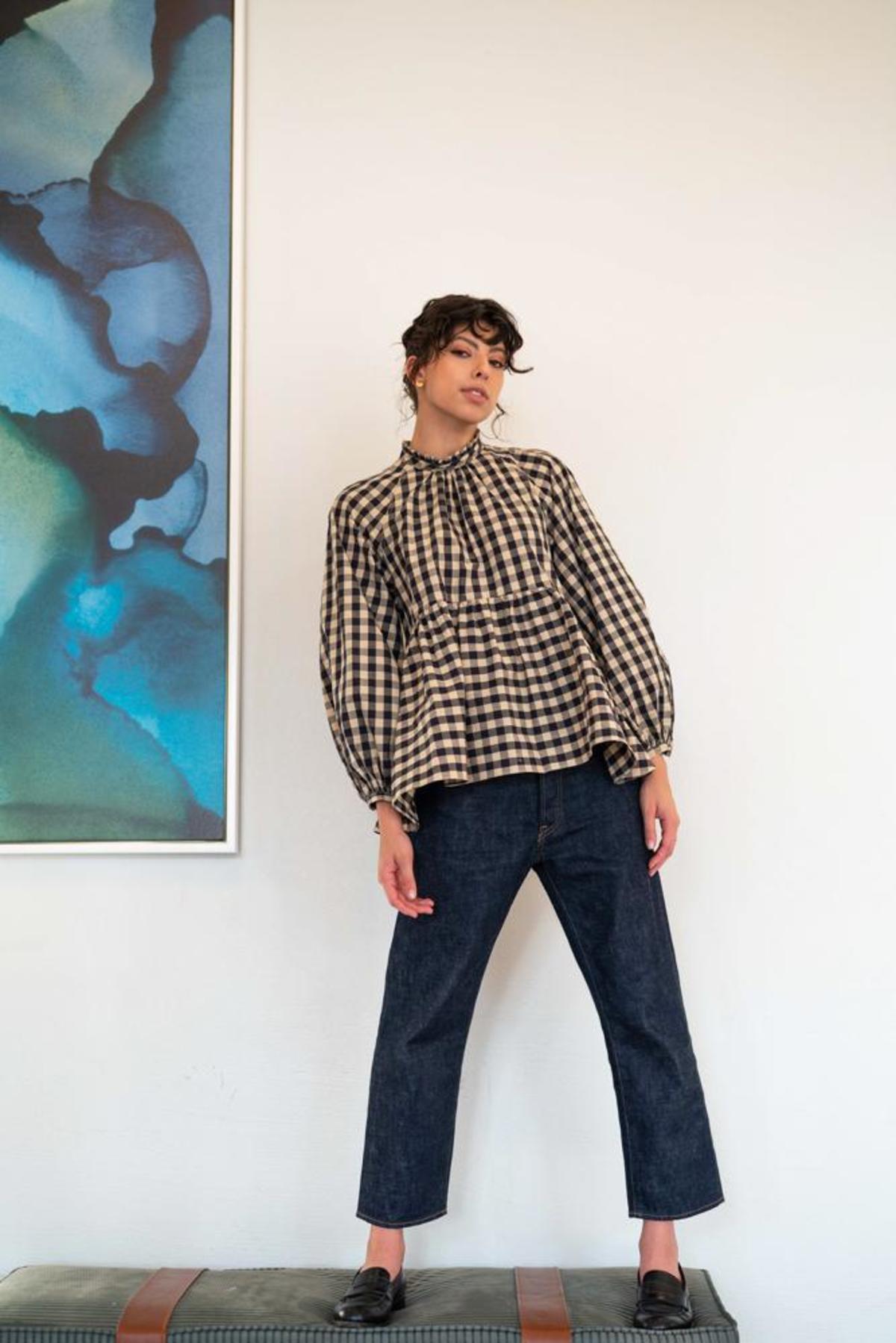 Fabiana Pigna Amandine Shirt - Natural/Navy Check - Image 1 of 7