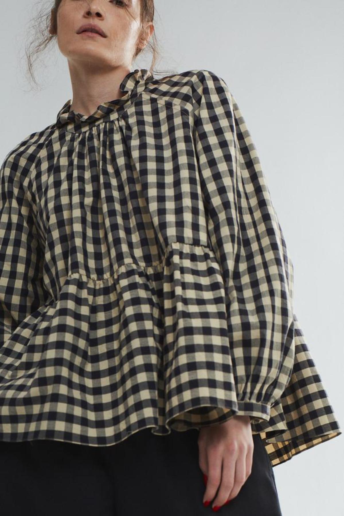 Fabiana Pigna Amandine Shirt - Natural/Navy Check - Image 2 of 7