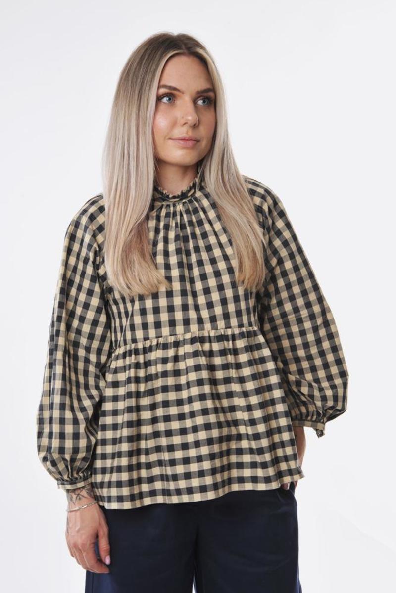 Fabiana Pigna Amandine Shirt - Natural/Navy Check