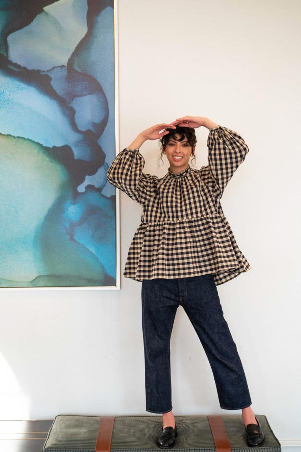 Fabiana Pigna Amandine Shirt - Natural/Navy Check - Image 6 of 7