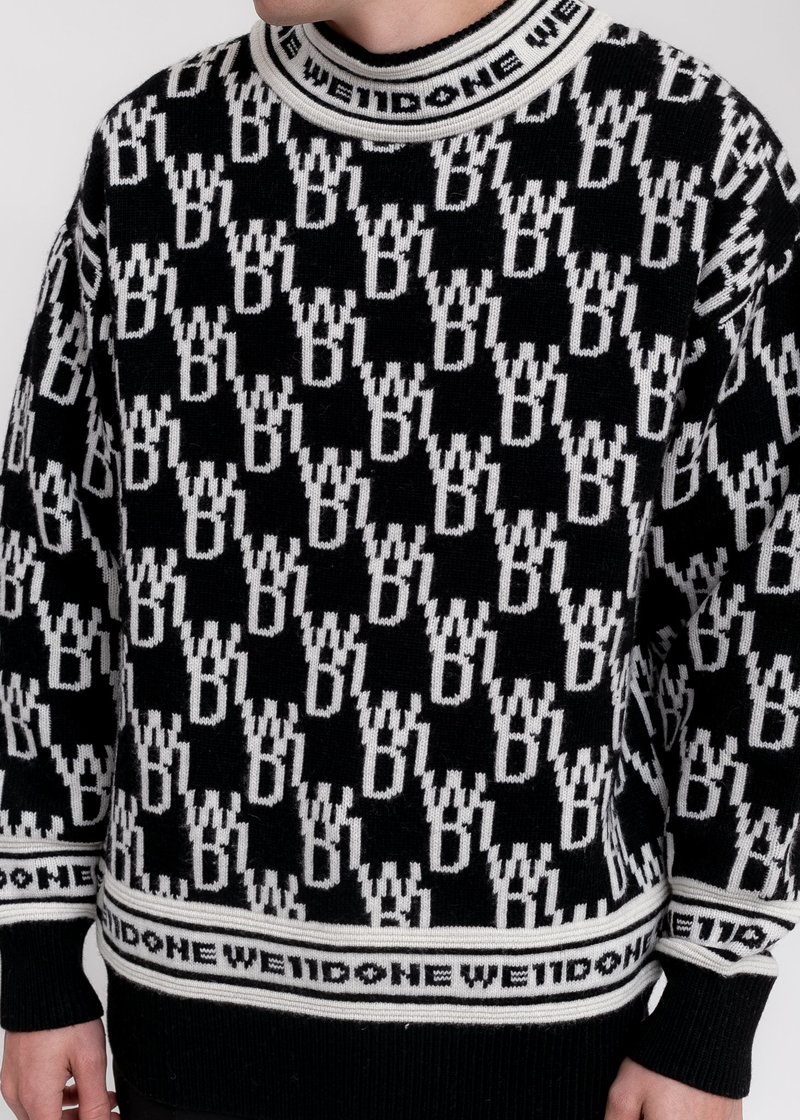 we11done WD1 Allover Logo Jumper sweater - Black | Garmentory