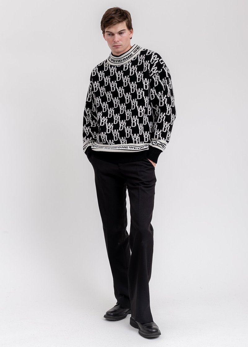 we11done WD1 Allover Logo Jumper sweater - Black | Garmentory