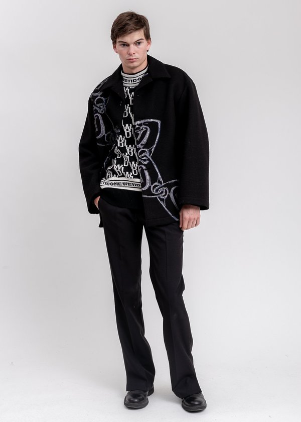 we11done WD1 Allover Logo Jumper sweater - Black | Garmentory