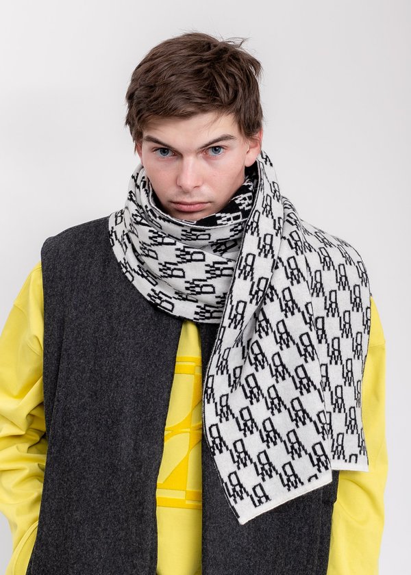 we11done Logo JCQ Scarf Ivory Garmentory