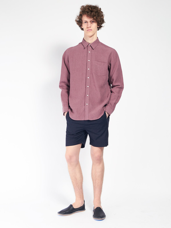 Schnayderman Leisure Linen Shirt Burgundy | Garmentory