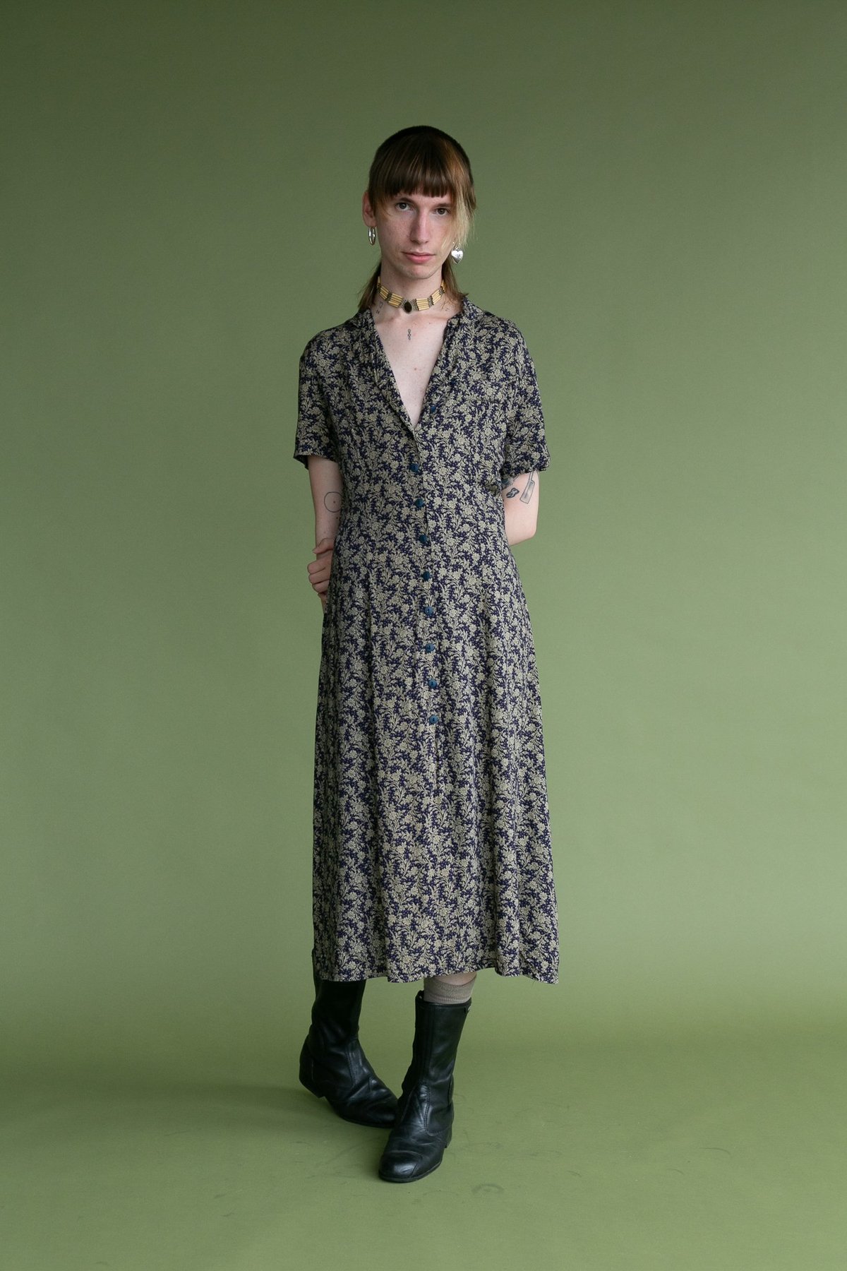 90s tea dress Vintage 1990s Floral Button Trough 1990s floral dresses