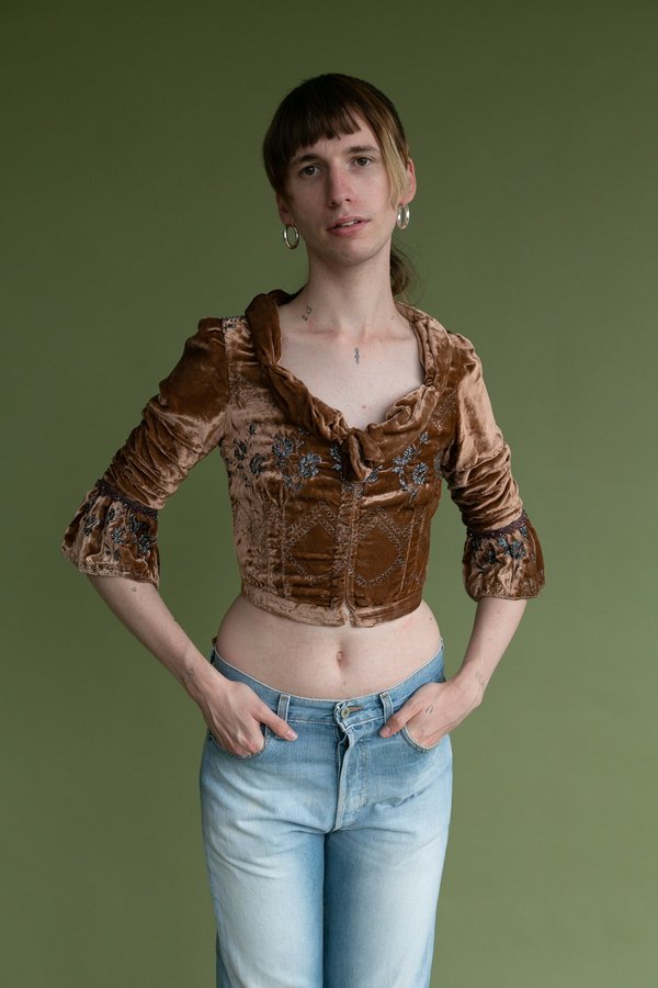 Vintage 1990s Voyage Velvet Beaded Corset Top | Garmentory