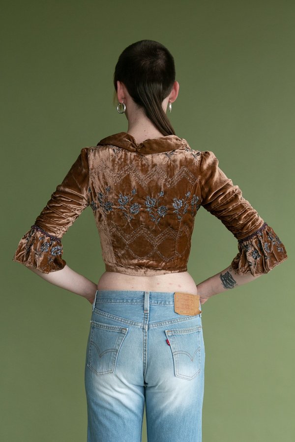 Vintage 1990s Voyage Velvet Beaded Corset Top | Garmentory