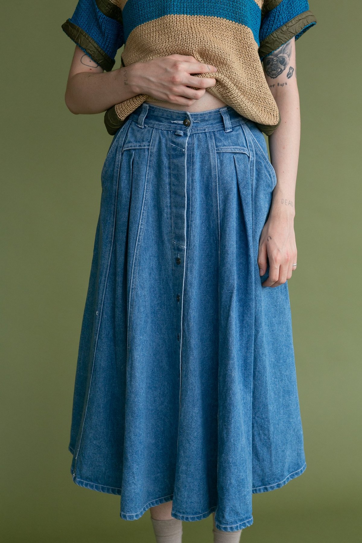 A-line Maxi Denim Skirt
