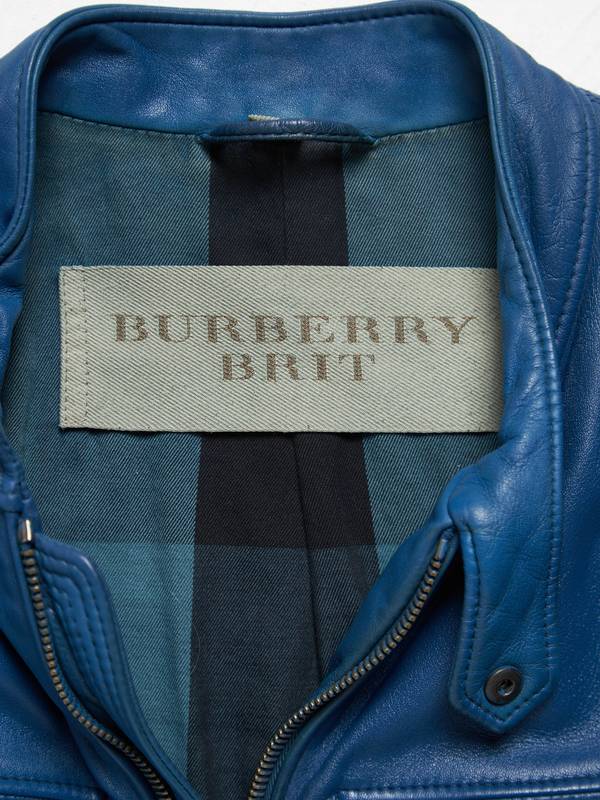PRE - LOVED] Burberry Blue Leather Jacket | Garmentory