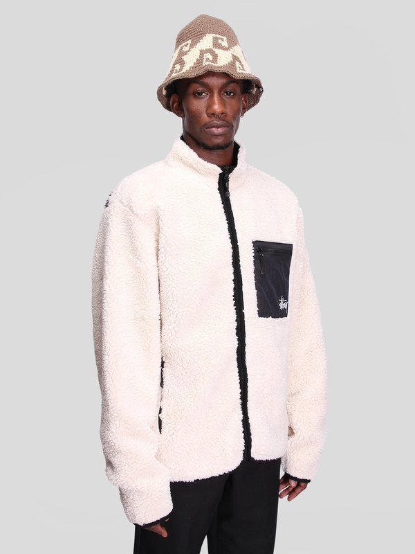 Stussy Venus Jacquard Sherpa Jacket - Bone | Garmentory