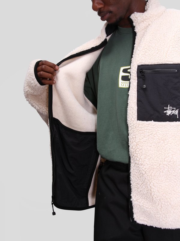 Stussy Venus Jacquard Sherpa Jacket - Bone | Garmentory