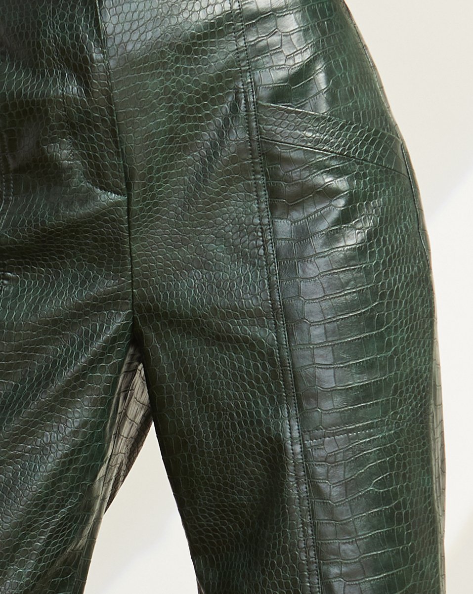 Veronica Beard Kita Vegan Leather Pant - Evergreen | Garmentory