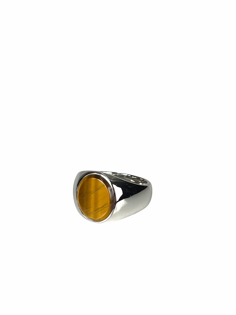 アクセサリー TOM WOOD / Oval Tiger Eye Ring TOM WOOD(トムウッド) Oval Tiger Eyeリング シルバー×ブラウン サイズ
