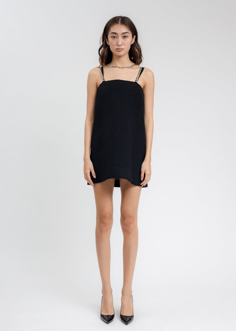 black sequin detail long sleeve mini dress Christina Cross Over Mini Dress - Black main image 0