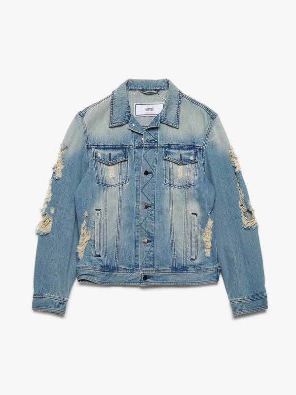 blue distressed denim jacket