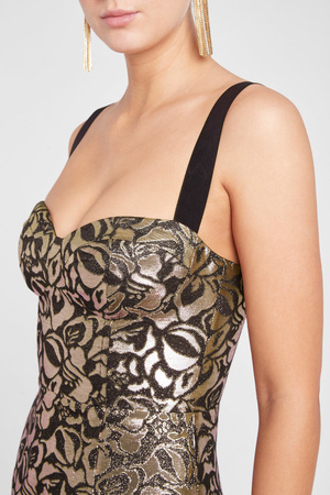 REBECCA VALLANCE CARMEL MIDI DRESS - GOLD/BLACK | Garmentory