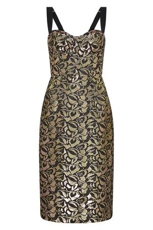 REBECCA VALLANCE CARMEL MIDI DRESS - GOLD/BLACK | Garmentory