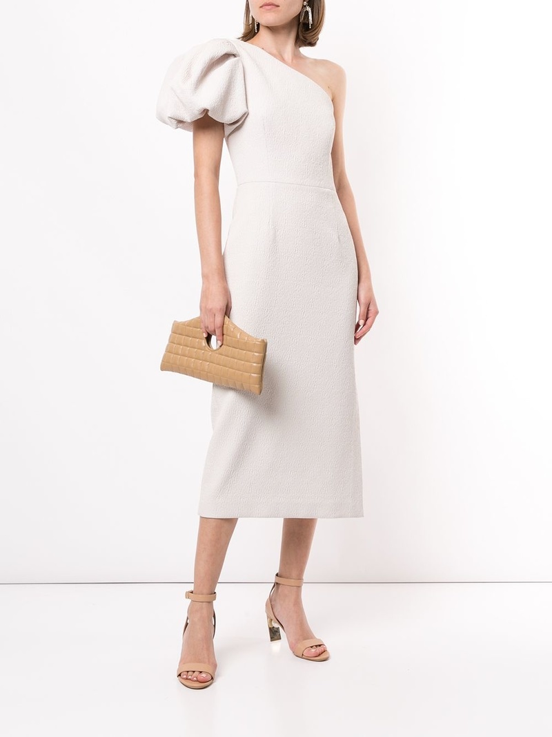 REBECCA VALLANCE ANDIE ONE SLEEVE MIDI DRESS - IVORY | Garmentory