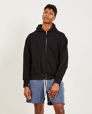 Les Tien Cropped Zip Hoodie - Jet Black | Garmentory